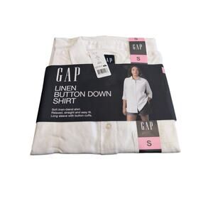 Gap Women's Linen Blend Button-Down Shirt White Size S